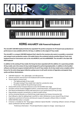 KORG Microkey USB Powered Keyboard