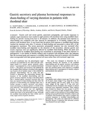 Gastric Secretory and Plasma Hormonal Responses to Sham-Feeding of Varying Duration in Patients with Duodenal Ulcer