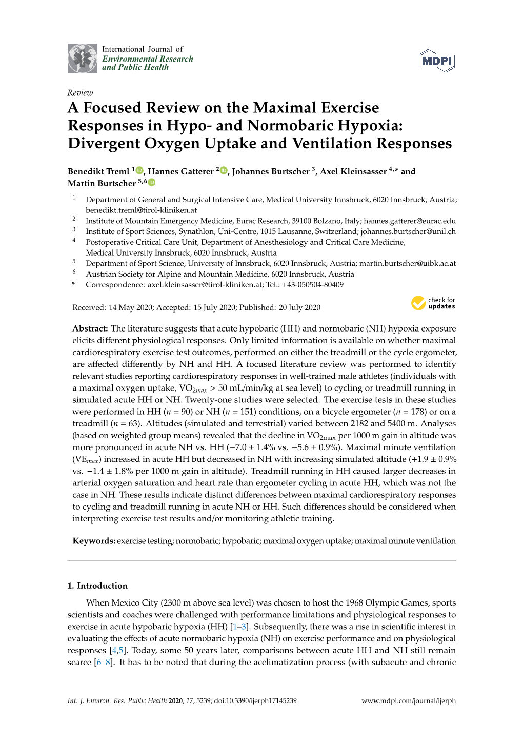 And Normobaric Hypoxia: Divergent Oxygen Uptake and Ventilation Responses