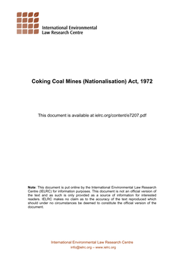 Coking Coal Mines (Nationalisation) Act, 1972