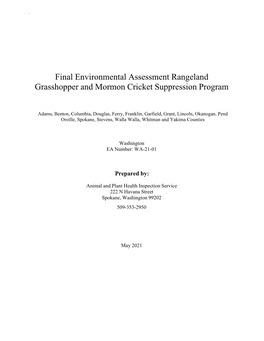Site-Specific Environmental Assessment Rangeland Grasshopper And