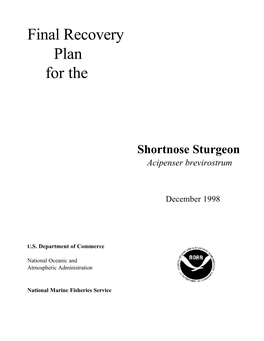 Final Recovery Plan for the Shortnose Sturgeon
