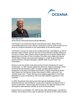 Ted Danson Actor/Ocean Advocate/Oceana Board Member