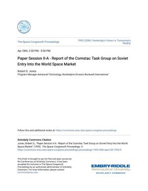 Report of the Comstac Task Group on Soviet Entry Into the World Space Market