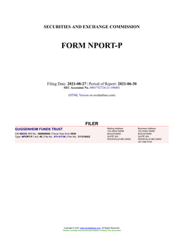 GUGGENHEIM FUNDS TRUST Form NPORT-P Filed 2021-08-27