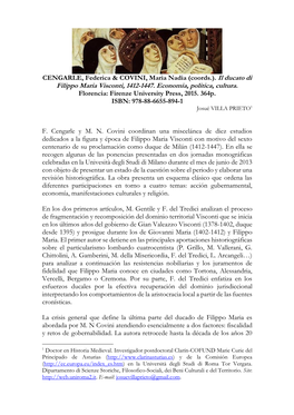 Filippo Maria Visconti, 1412-1447. Economia, Politica, Cultura. Florencia: Firenze University Press, 2015