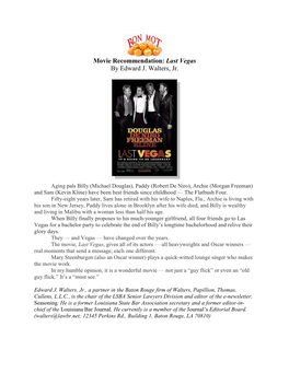 Movie Recommendation: Last Vegas by Edward J. Walters, Jr