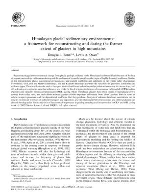 Himalayan Glacial Sedimentary Environments: a Framework for Reconstructing and Dating the Former Extent of Glaciers in High Mountains Douglas I