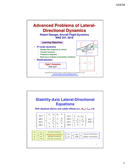 Advanced Problems of Lateral-Directional Dynamics