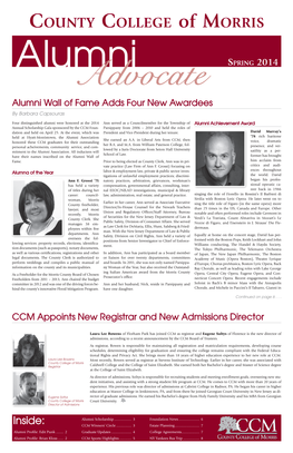 Spring 2014 Advocate Alumni Wall of Fame Adds Four New Awardees by Barbara Capsouras