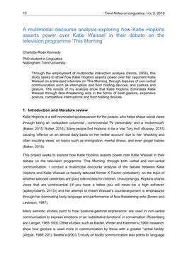 A Multimodal Discourse Analysis Exploring How Katie Hopkins Asserts Power Over Katie Waissel in Their Debate on the Television Programme ‘This Morning’