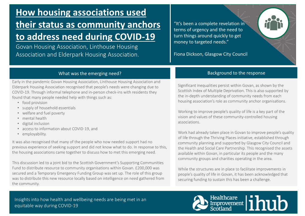 Govan Housing Association, Linthouse Housing Association and Elderpark Housing Association
