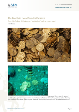 The Gold Coin Hoard Found in Caesarea Does This Find Put Al-Hakim the “ Mad Caliph” Back on Centre Stage? Iain Shearer