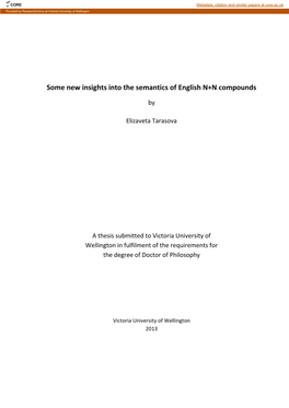 Some New Insights Into the Semantics of English N+N Compounds