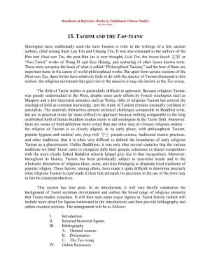 15. Taoism and the Tao-Tsang
