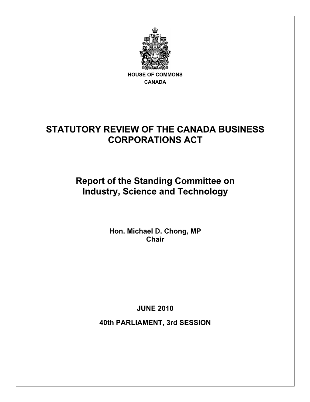 Statutory Review of the Canada Business Corporations Act