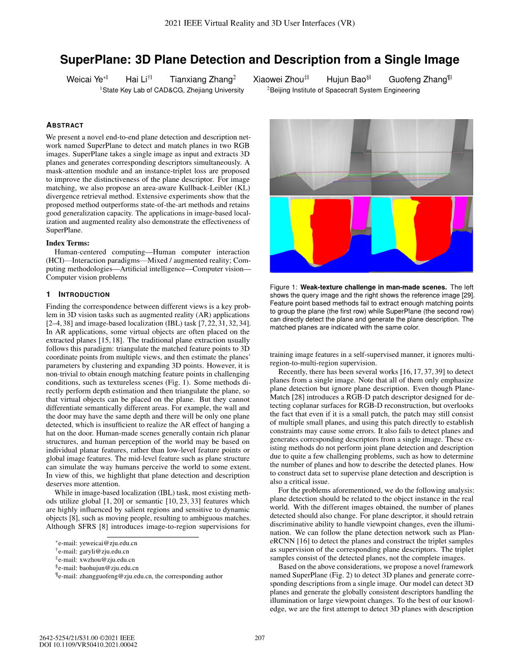 Superplane: 3D Plane Detection and Description from a Single Image