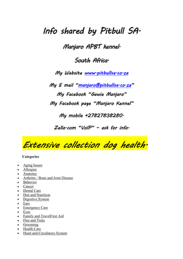 Extensive Collection Dog Health