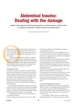 Abdominal Trauma: Dealing with the Damage