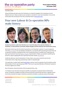 Four New Labour & Co-Operative Mps Make History