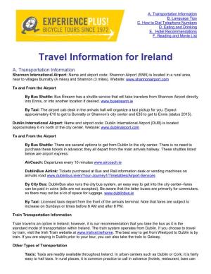 Travel Information for Ireland