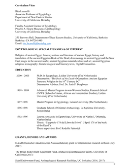 Rita Lucarelli's CV