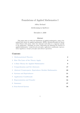 Foundations of Applied Mathematics I