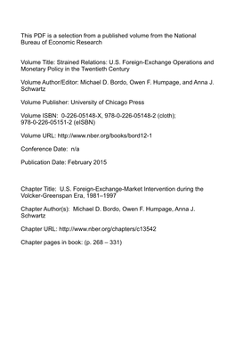 US Foreign-Exchange Operations and Monetary Policy in the Twentieth