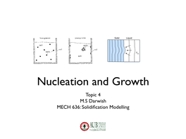Nucleation and Growth Topic 4 M.S Darwish MECH 636: Solidiﬁcation Modelling