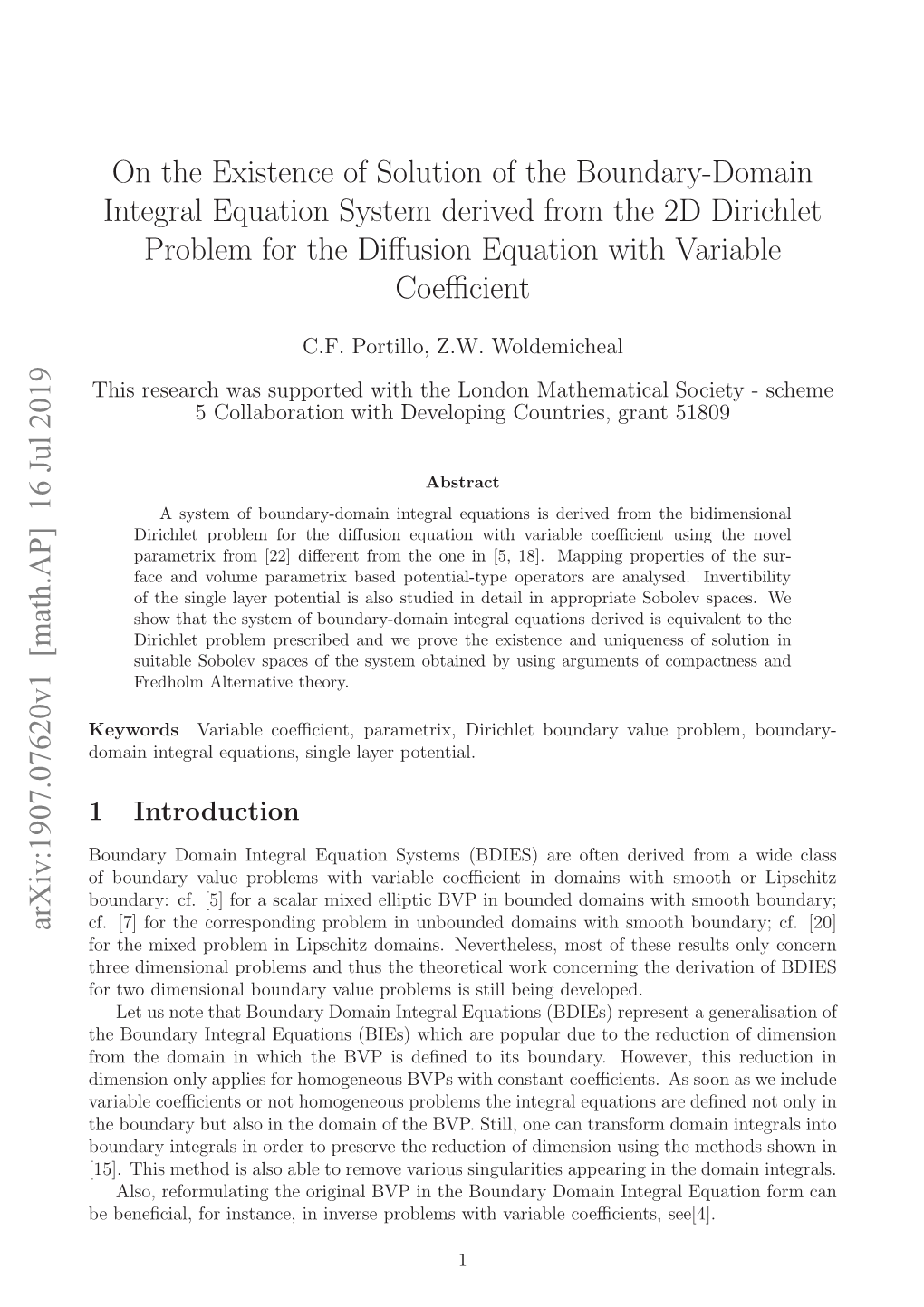 On the Existence of Solution of the Boundary-Domain Integral