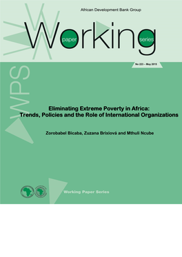 Eliminating Extreme Poverty in Africa: Trends, Policies and the Role of International Organizations