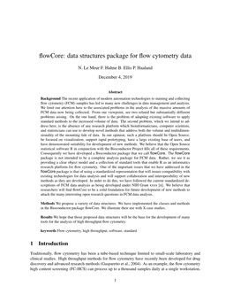 Flowcore: Data Structures Package for Flow Cytometry