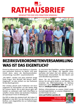 Rathausbrief Newsletter Der SPD-Fraktion Spandau