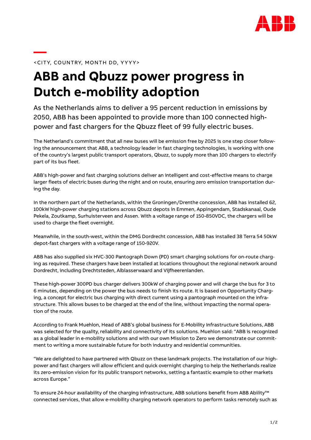 ABB and Qbuzz Power Progress in Dutch E-Mobility Adoption