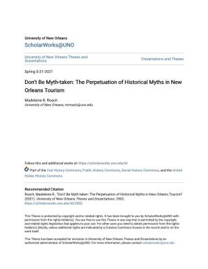 The Perpetuation of Historical Myths in New Orleans Tourism