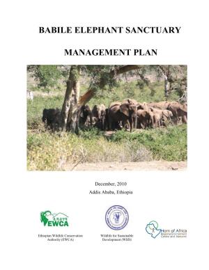 Management Plan of Babile Elephant Sanctuary