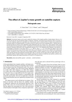 The Effect of Jupiter\'S Mass Growth on Satellite Capture