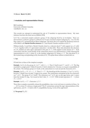 D-Modules and Representation Theory