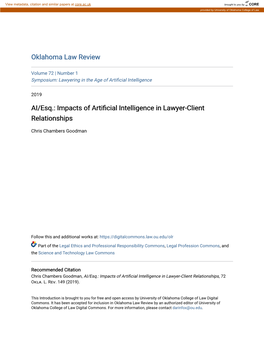 AI/Esq.: Impacts of Artificial Intelligence in Lawyer-Client Relationships