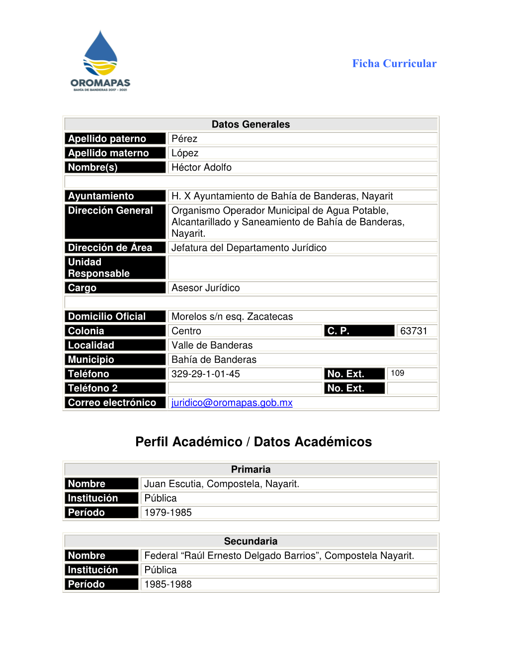 Perfil Académico / Datos Académicos