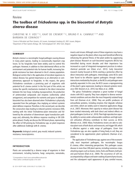 The Toolbox of Trichoderma Spp. in the Biocontrol of Botrytis Cinerea Disease