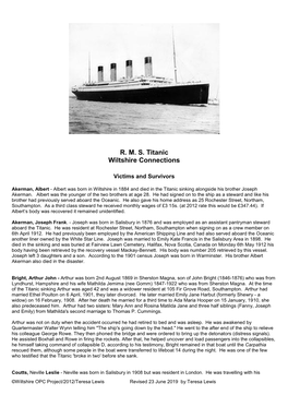 R. M. S. Titanic Wiltshire Connections