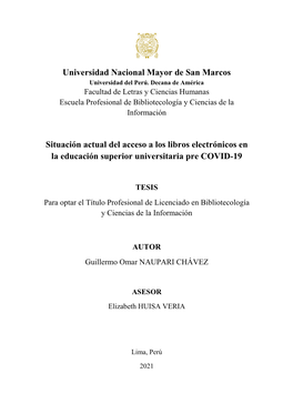 Universidad Nacional Mayor De San Marcos Universidad Del Perú