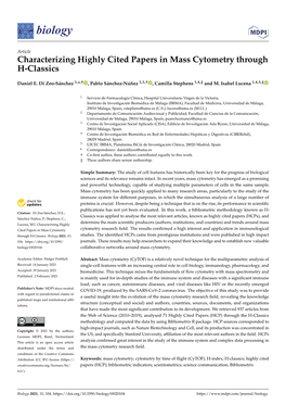 Characterizing Highly Cited Papers in Mass Cytometry Through H-Classics
