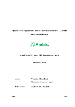 Vysoká Škola Regionálního Rozvoje a Bankovní Institut – AMBIS