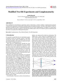Modified Two-Slit Experiments and Complementarity