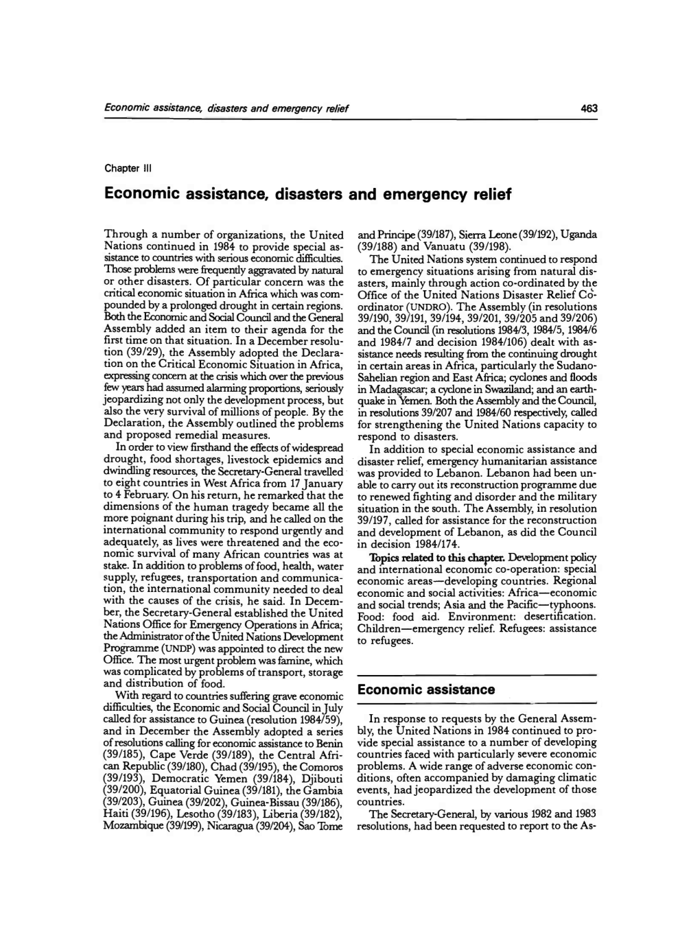 [ 1984 ] Part 1 Sec 2 Chapter 3 Economic Assistance, Disasters