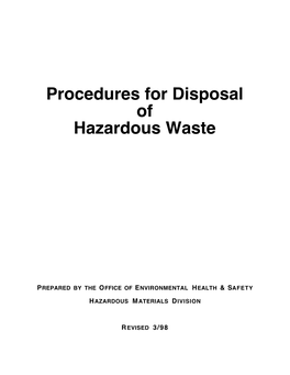 Haz Waste Procedures (03/98)