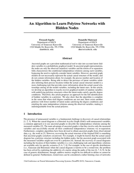 An Algorithm to Learn Polytree Networks with Hidden Nodes