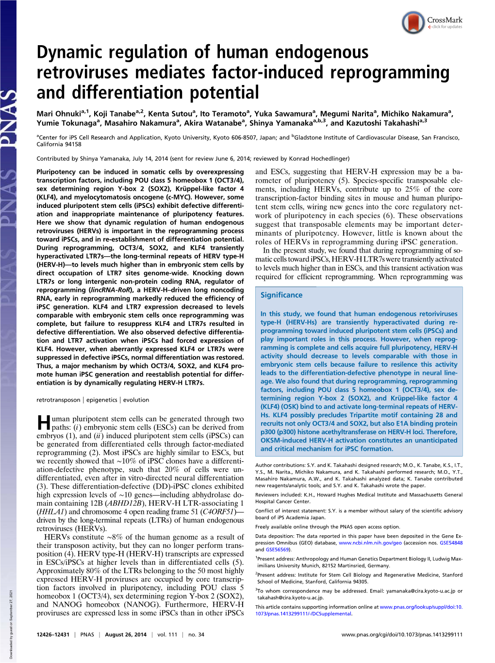 Dynamic Regulation of Human Endogenous Retroviruses Mediates Factor-Induced Reprogramming and Differentiation Potential